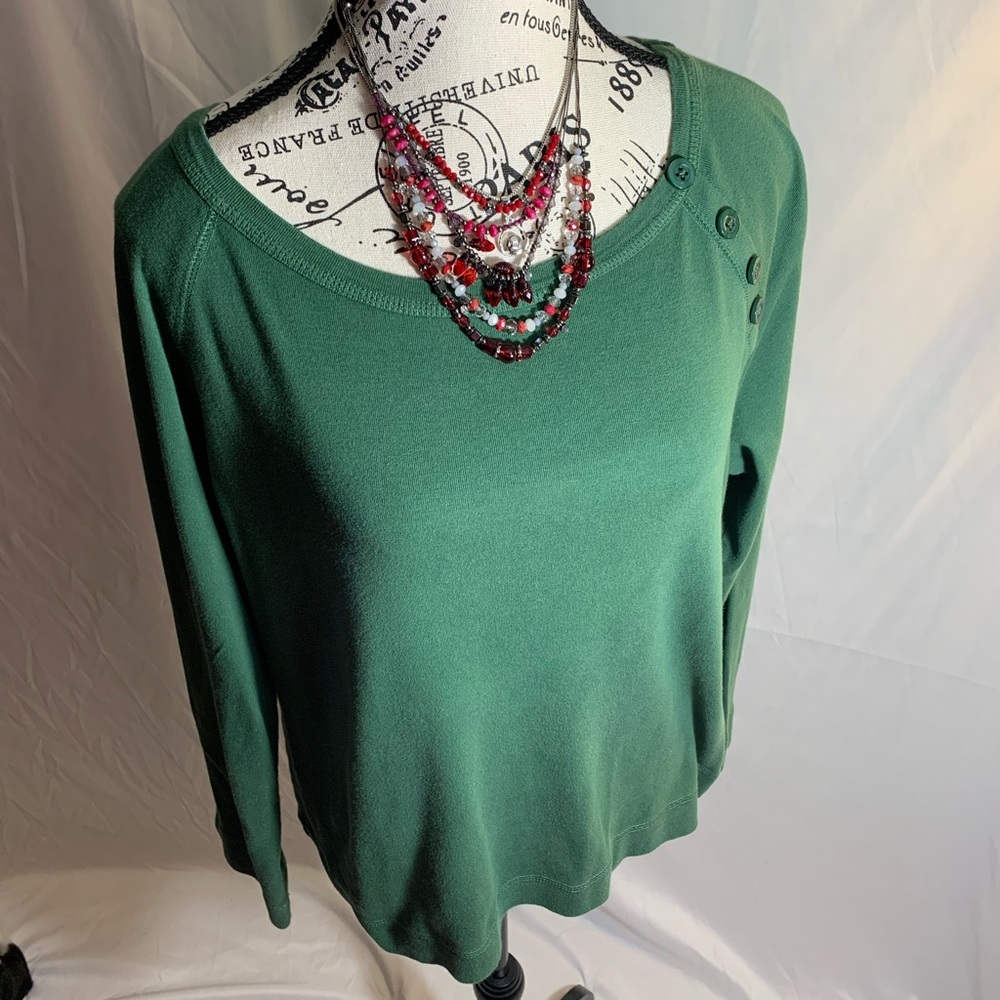 Jones New York Green Women's Sweatshirt with Button Accents